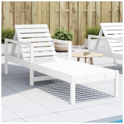 Lettino Prendisole Bianco 199,5x62x55 cm Legno Massello di Pino - Foto 1