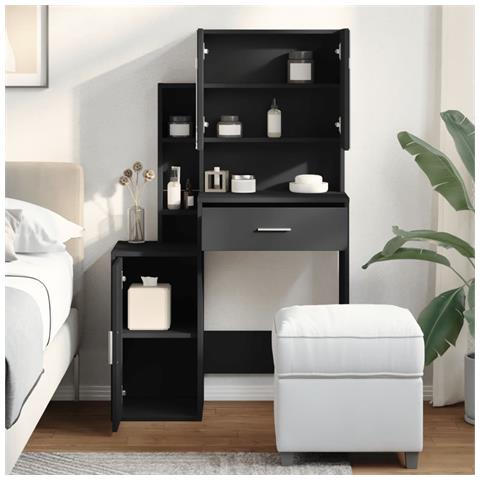 Toeletta Con Armadietto Nero 80x35x132 Cm - Foto 3