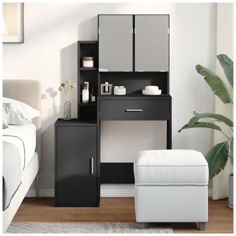 Toeletta Con Armadietto Nero 80x35x132 Cm - Foto 1