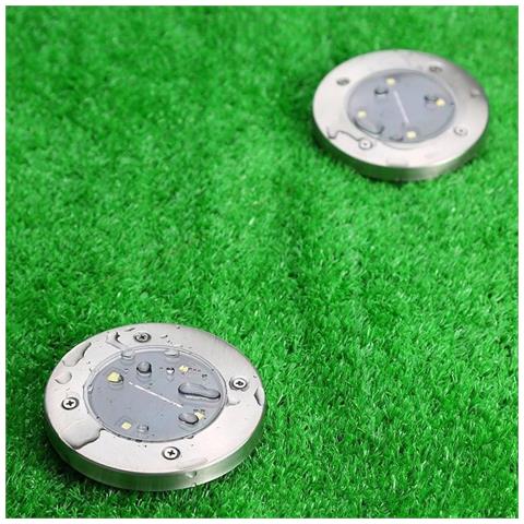 Faretto Pannello Solare Da Giardino 4 Led Luce Bianca Picchetto Segnapassi - Foto 2