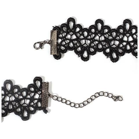 Collana Gotica Con Pendente In Pizzo Retrò Black - Foto 2