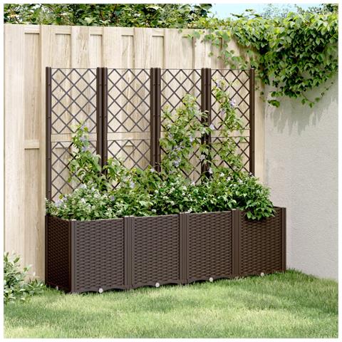 Fioriera Da Giardino Con Traliccio Marrone 160x40x140 Cm In Pp - Foto 1