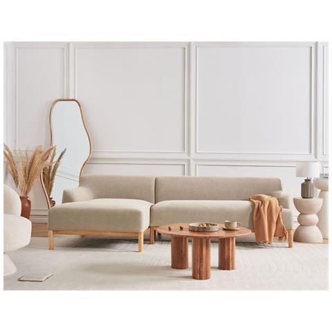 Divano Angolare 3 Posti Sosjo Tessuto Tortora Lato Destro - Foto 1