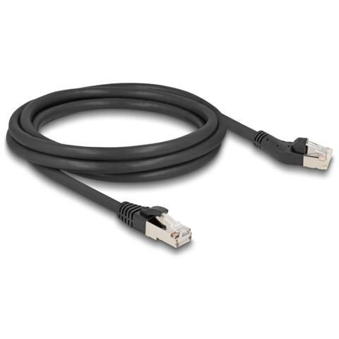 Cavo di rete RJ45 Cat. 8.1 S /FTP maschio da 45° angolato a sinistra per maschio diritto fino a 40 Gbps 2 m nero - Foto 1