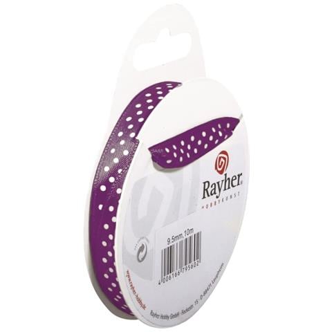 Nastro In Raso Con Puntini H 9,5mm Rotolo 10mt Lilla - Foto 1