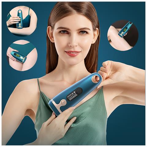 T58 Depilatore Ipl A Luce Pulsata Con Base Di Ricarica. Raffreddamento Avvolgente A 360 Gradi. Testa Grande E Piccola Sostituibile, Depilazione Più Precisa. Base Di Disinfezione Con Lampada Uv - Foto 6