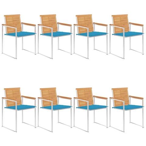 Sedie Da Giardino Con Cuscini 8 Pz In Legno Massello Di Teak - Foto 2