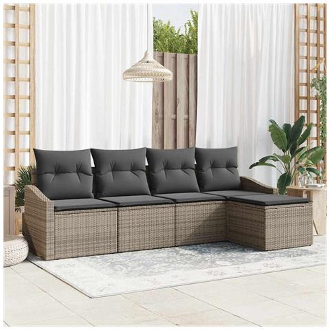 Set da Pranzo da Giardino vitaXL con Cuscini Grigio Rattan Poliestere - Foto 2