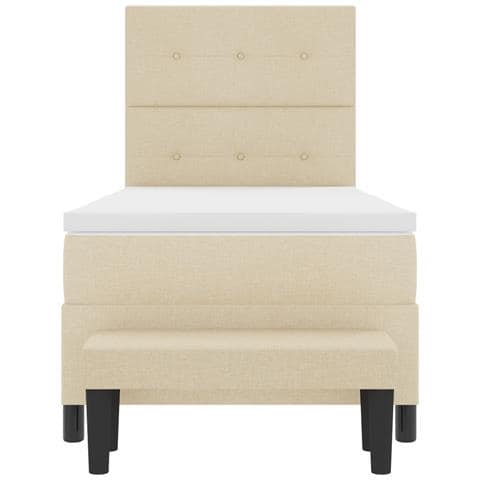 Letto con Box Spring con Materasso & Panchina Crema 80x200 cm Tessuto - Foto 9