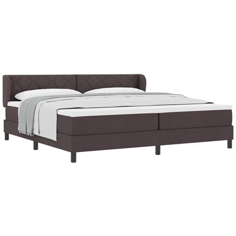 Letto con rete a molle e materasso  Marrone Scuro 200x200 cm Tessuto - Foto 1