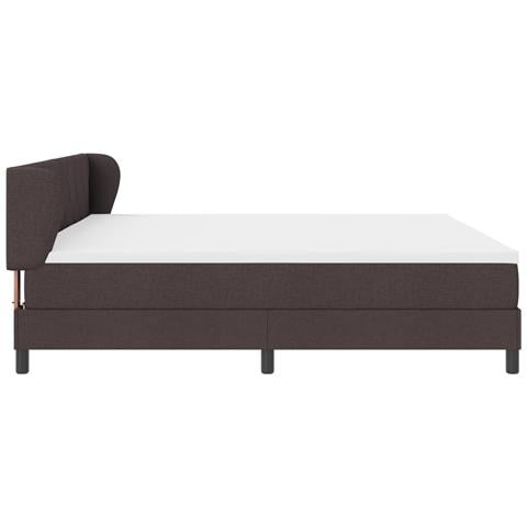 Letto con rete a molle e materasso  Marrone Scuro 200x200 cm Tessuto - Foto 9