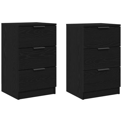 Comodini 2 pezzi Nero Rovere 40x65x65 cm Realizzati in Legno Ingegnerizzato - Foto 1