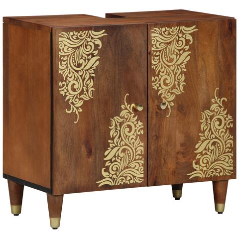 Mobile lavabo da bagno Marrone miele con dettagli dorati - Foto 1