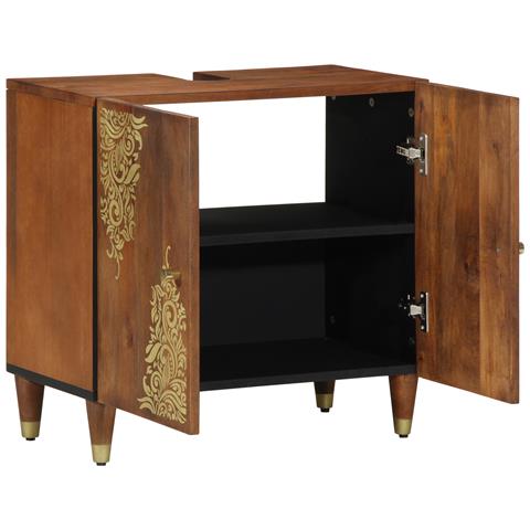 Mobile lavabo da bagno Marrone miele con dettagli dorati - Foto 2