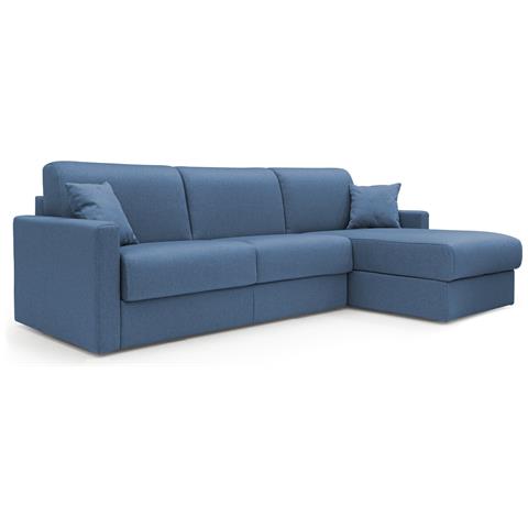Chris Divano Letto Angolare Con Penisola In Simil Cotone T13 Blu - Foto 1