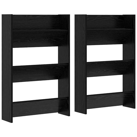 Armadi per scarpe da muro 2 pcs Rovere nero Legno multistrato - Foto 1