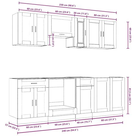 Set Mobili da Cucina 8 pz Kalmar Grigio Sonoma in Truciolato - Foto 9
