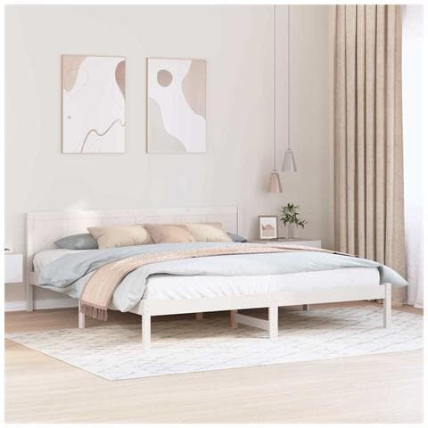 Struttura del letto Bianco 180 x 200 cm Legno massello di pino - Foto 2