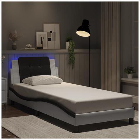 Giroletto con Luci LED Bianco e Nero 100x200 cm in Similpelle - Foto 2