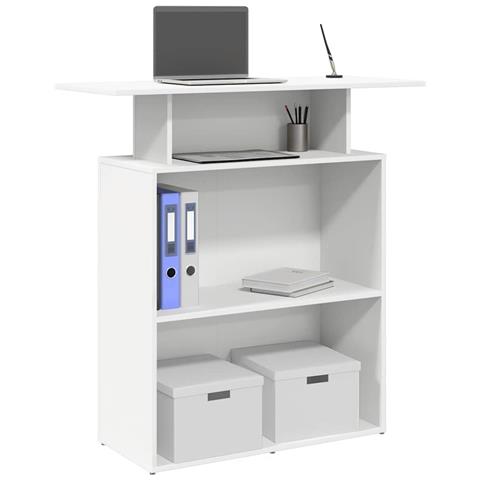 Banco Reception Bianco 100x40x104 cm in Legno Multistrato - Foto 2