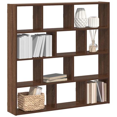 Mensola a Muro a Cubo 12 Scomparti Truciolato Rovere Marrone - Foto 2