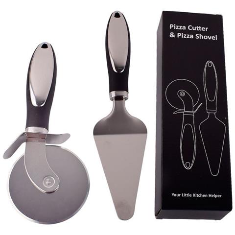 Set Tagliapizza E Spatola Per Formaggio Con Scatola - Affettapizza E Servitore In Acciaio Inossidabile - Foto 2