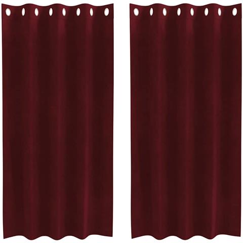 Tende con tende 2 pcs Rosso vino 140 x 175 cm Velluto - Foto 1