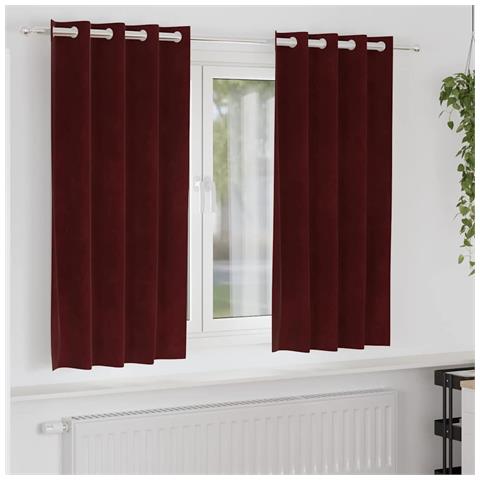 Tende con tende 2 pcs Rosso vino 140 x 175 cm Velluto - Foto 2