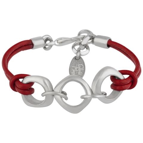 Bracciale In Pelle Rossa E Argento Dimas In Pelle Rossa - Foto 1