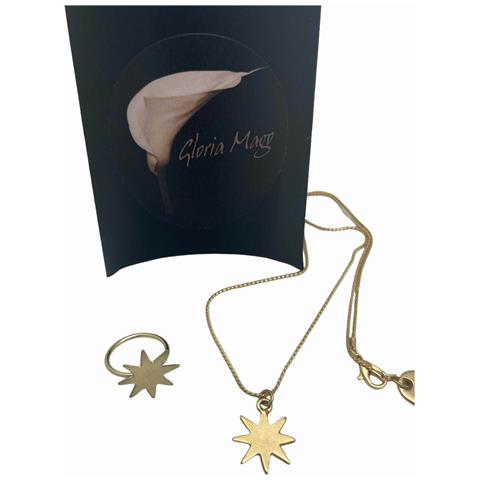 Ciondolo A Stella E Anello In Ottone E Zama Con Placcatura In Oro. 40 Cm T-15 - Foto 1