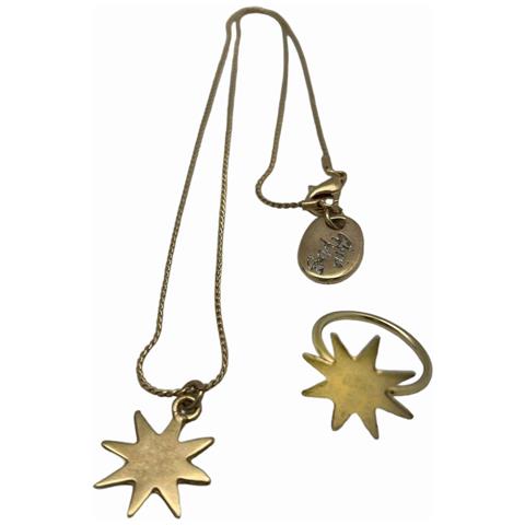 Ciondolo A Stella E Anello In Ottone E Zama Con Placcatura In Oro. 40 Cm T-15 - Foto 2