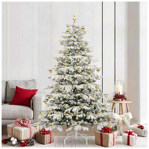 Albero di Natale Artificiale con Rami Pieghevoli Bianco 210 cm - Foto 2