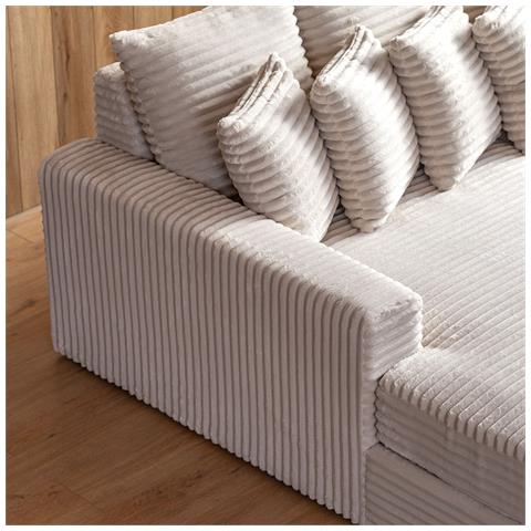 Cardiff Divano Angolare In Velluto A Coste Beige Con Sedile Profonde 2/3 Posti - Foto 7