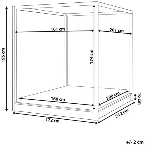 Letto A Baldacchino Legno Herliere 160 X 200 Cm Marrone Scuro - Foto 6