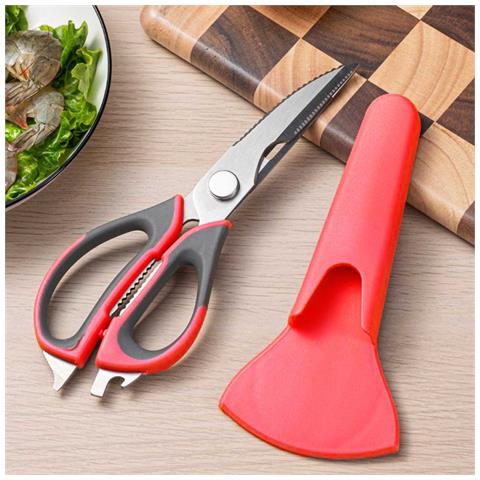 Forbici Per Ossa Di Pollo In Acciaio Inox Con Guaina Magnetica - Forbici Da Cucina Multiuso Red - Foto 5