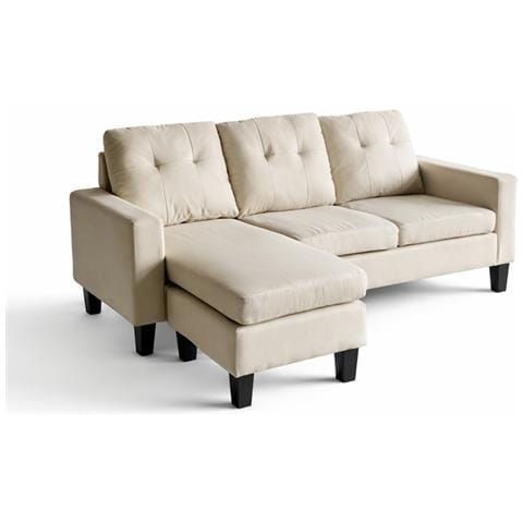 Belfast Divano Angolare A 3 Posti In Tessuto Beige - Foto 1