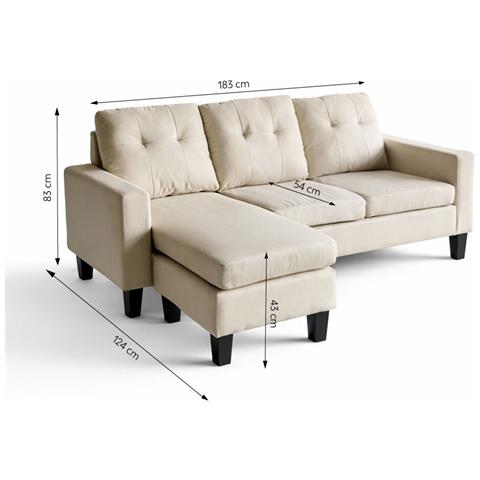 Belfast Divano Angolare A 3 Posti In Tessuto Beige - Foto 5