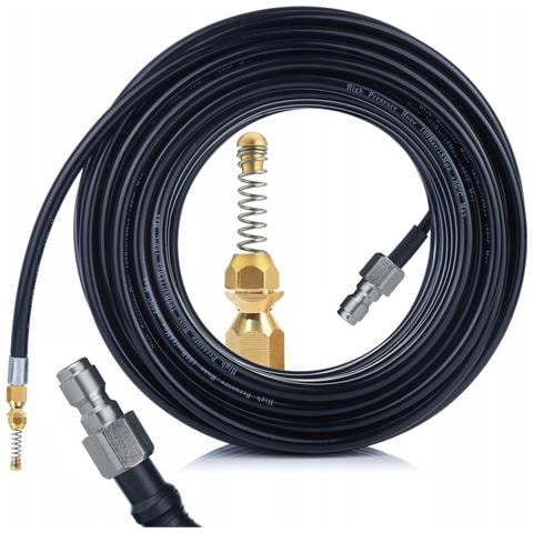 Tubo Flessibile Per Pulizia Fognature 10m - Ugello A Molla In Ottone | 1/4"" Qc | Resistente 60°c | Compatibile Con Idropulitrici - Foto 1
