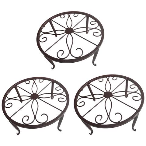 Set Di 3 Porta Piante A Un Livello In Stile Europeo - Supporto Per Vasi Di Fiori In Metallo Bronze - Foto 1