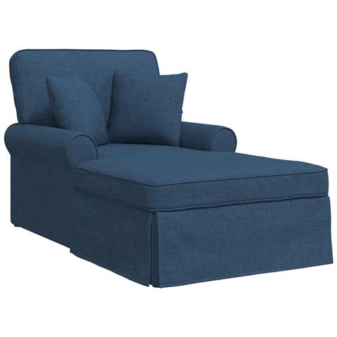 Chaise Longe con Gonna con cuscino 3 pcs Blu Tessuto - Foto 1