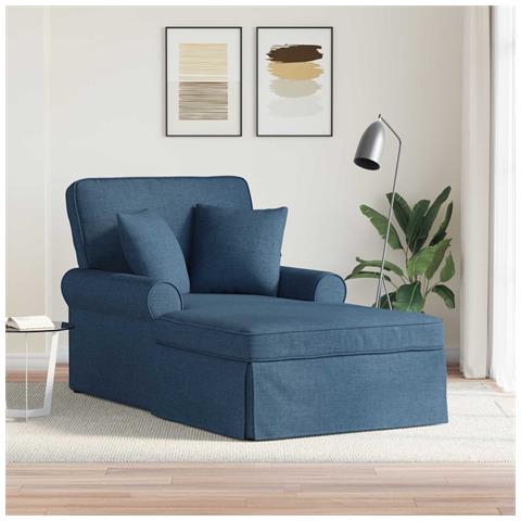 Chaise Longe con Gonna con cuscino 3 pcs Blu Tessuto - Foto 2