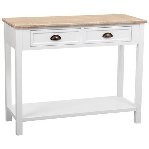 Mobile Da Ingresso In Legno Con 2 Cassetti E 1 Ripiano Bianco 100x40x78 - Foto 1