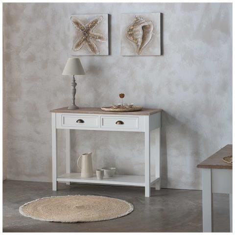 Mobile Da Ingresso In Legno Con 2 Cassetti E 1 Ripiano Bianco 100x40x78 - Foto 2