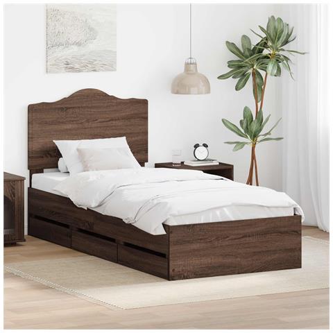 Struttura del letto con cassetto Quercia marrone 100 x 200 cm - Foto 2