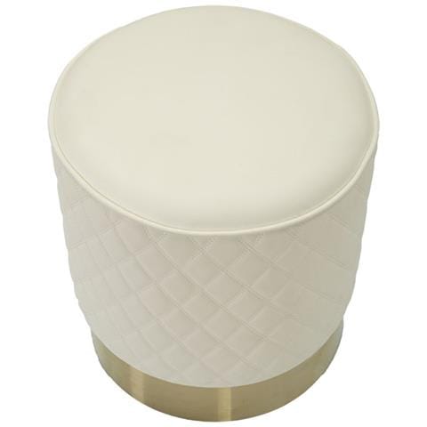 Puff Rotondo Sharon In Eco-pelle Bianca Con Base Oro - Foto 2