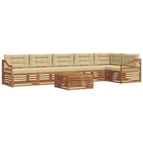 Set di divani da esterno con cuscino 7 pcs Naturale e Beige - Foto 1