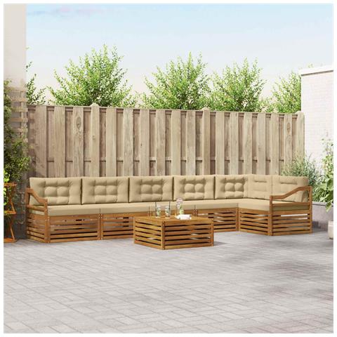 Set di divani da esterno con cuscino 7 pcs Naturale e Beige - Foto 2