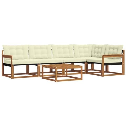 Set di divani da esterno con cuscino 6 pcs Naturale e Crema - Foto 1