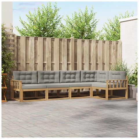 Set di divani da esterno 4 pcs Bianco e Grigio Chiaro - Foto 2