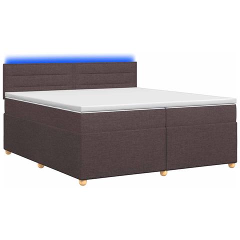 Letto box spring con materasso Marrone Scuro 200 x 200 cm - Foto 1